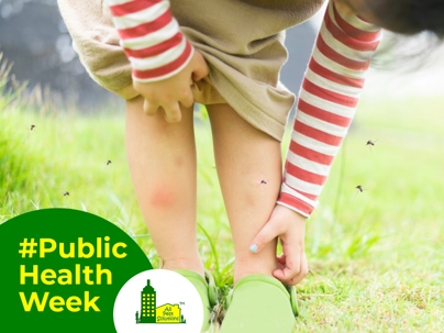 A child scratching her leg